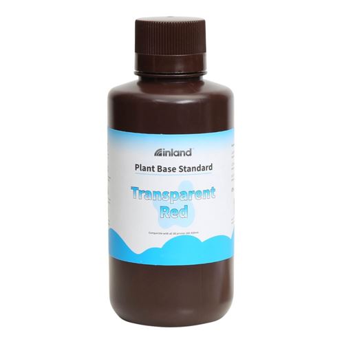 Resina 3D Inland Vegetal Biodegradable Rojo transparente 1.0 kg — vista frontal