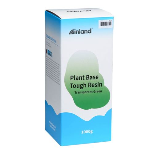 Resina 3D Inland Vegetal Reforzada Biodegradable Verde transparente 1.0 kg — vista en diagonal
