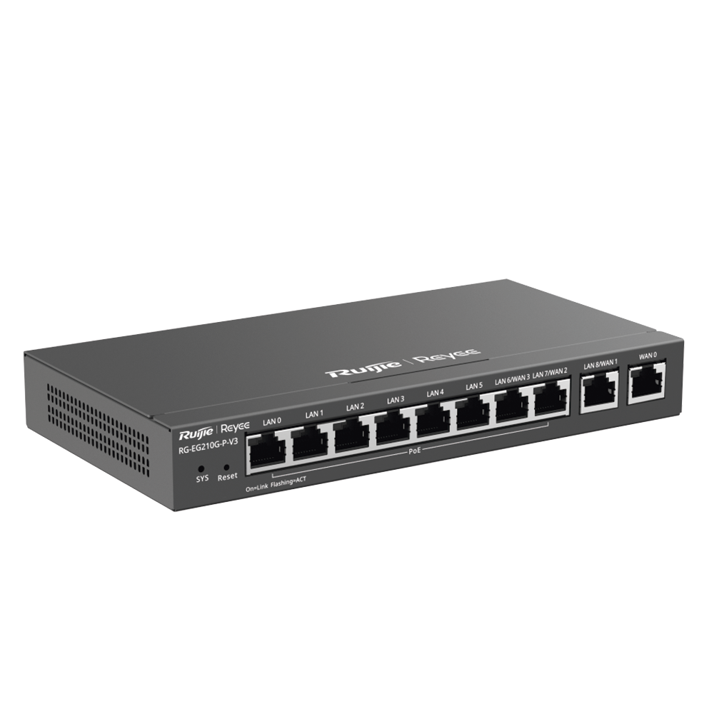 Gateway PoE para 200 usuarios Ruijie RG-EG210G-P-V3 10 puertos