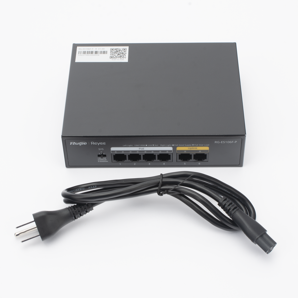 Switch PoE de 6 Puertos 10 Ruijie RG-ES106F-P