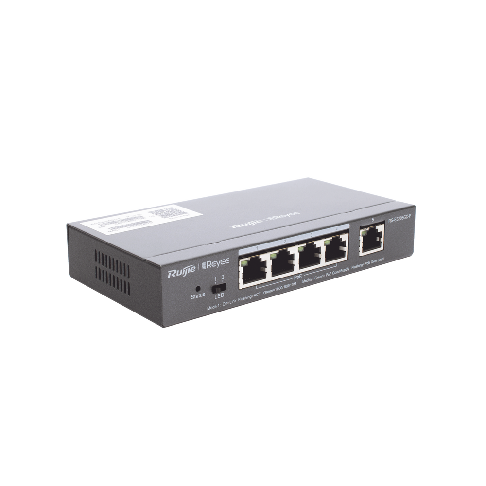 Switch PoE Inteligente Administrable en la Nube Ruijie RG-ES205GC-P 5 puertos