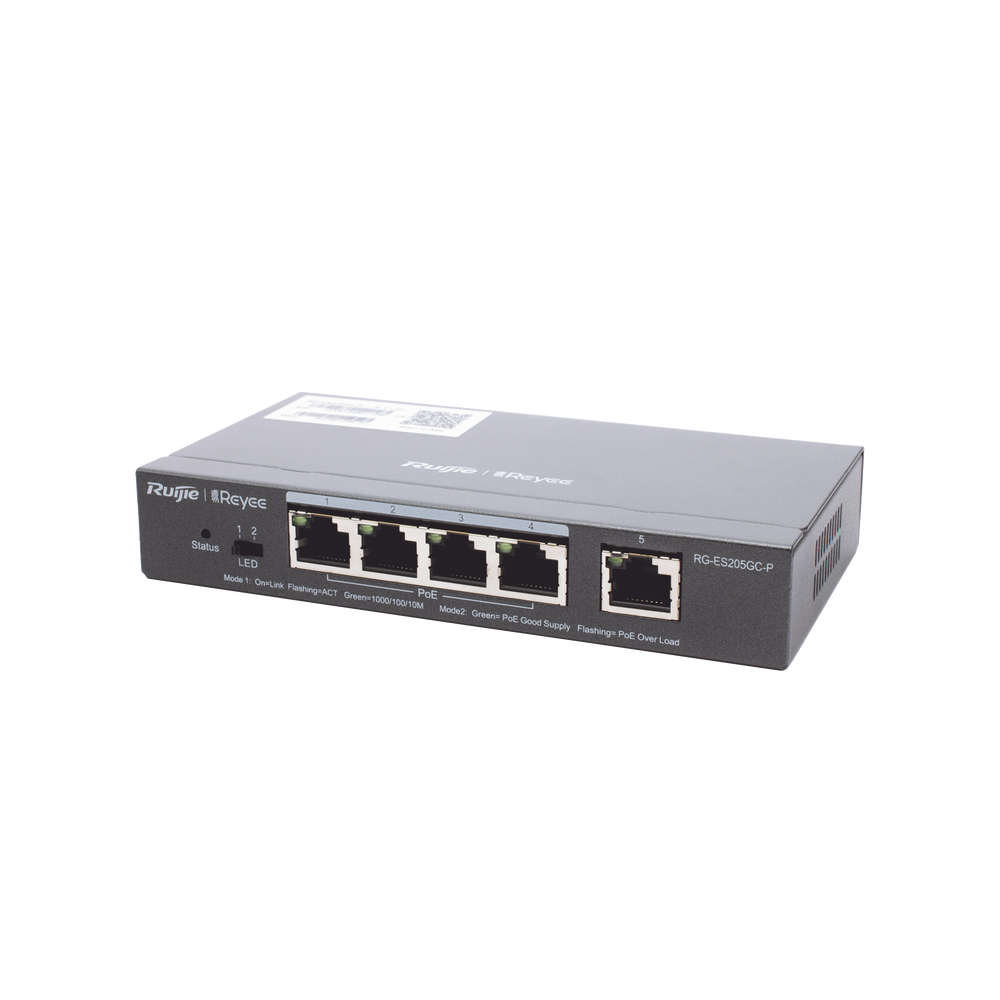 Switch PoE Inteligente Administrable en la Nube Ruijie RG-ES205GC-P 5 puertos