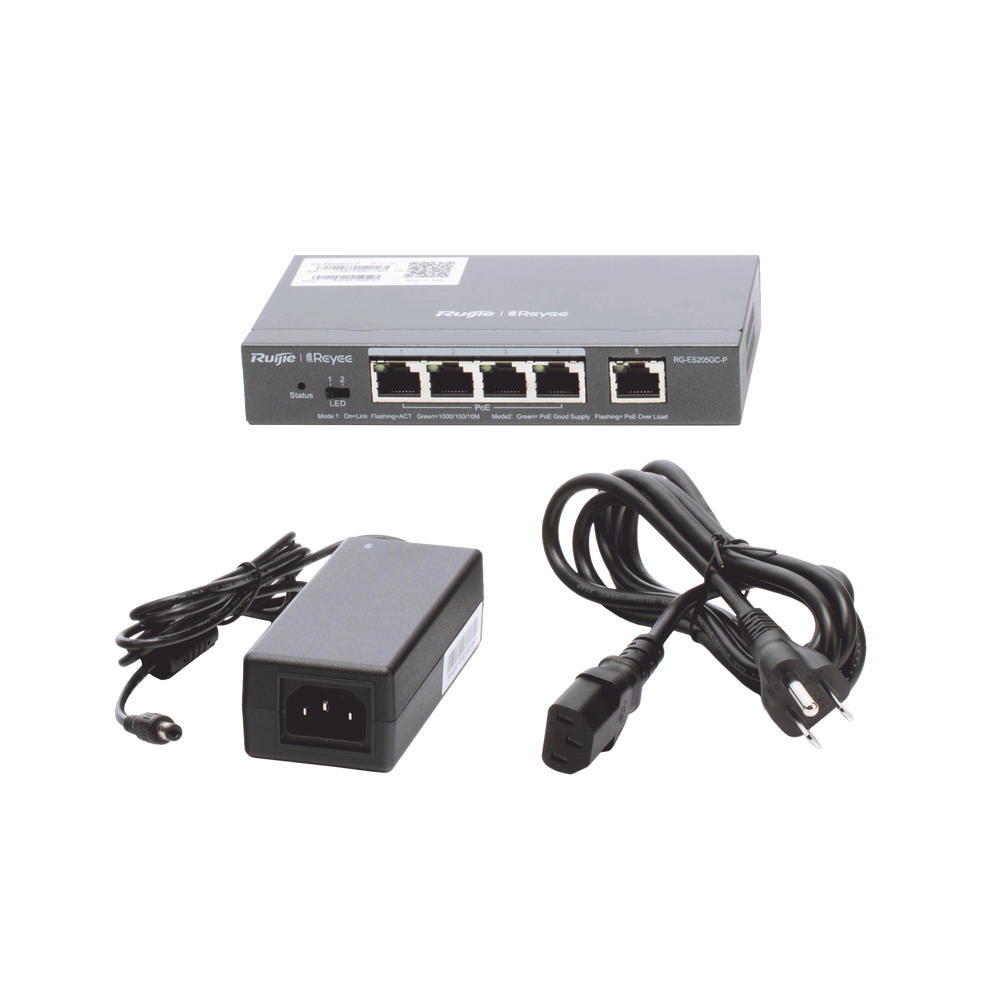 Switch PoE Inteligente Administrable en la Nube Ruijie RG-ES205GC-P 5 puertos