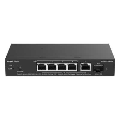 Switch Administrable Capa2 PoE+ Ruijie RG-ES206MG-P 5 puertos 2.5 GB