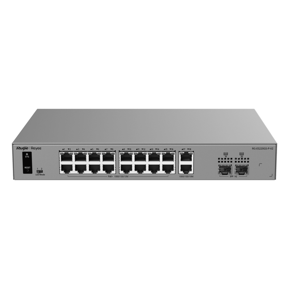 Switch Smart Cloud Managed PoE+ Capa 2 Ruijie RG-ES220GS-P-V2 250 W 20 puertos