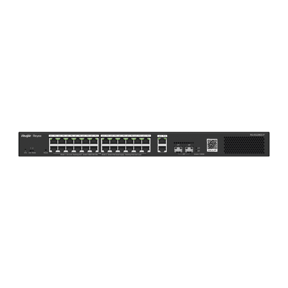 Switch Inteligente PoE Administrable en la Nube Ruijie RG-ES228GS-P 28 puertos