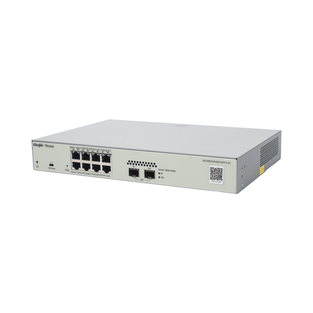 Switch Administrable PoE Capa 2 Ruijie RG-NBS3100-8GT2SFP-P-V2 8 puertos 1 GB