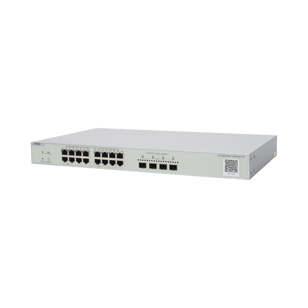 Switch Multi-Gigabit PoE 370W 802.3BT Capa 2 Ruijie RG-NBS3300-16MG4XS-HP 370 W