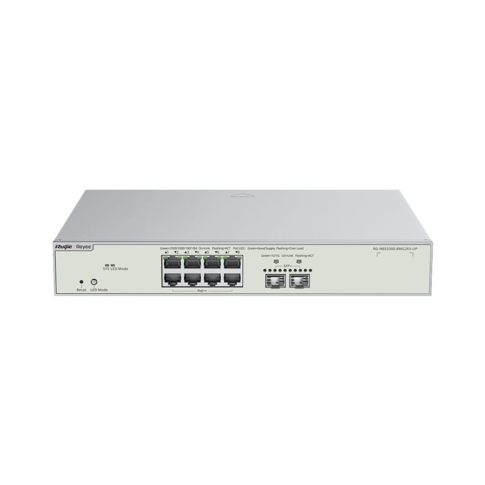 Switch Administrable de Capa 3 Multi-Gigabit Ruijie RG-NBS5300-8MG2XS-UP 10 puertos