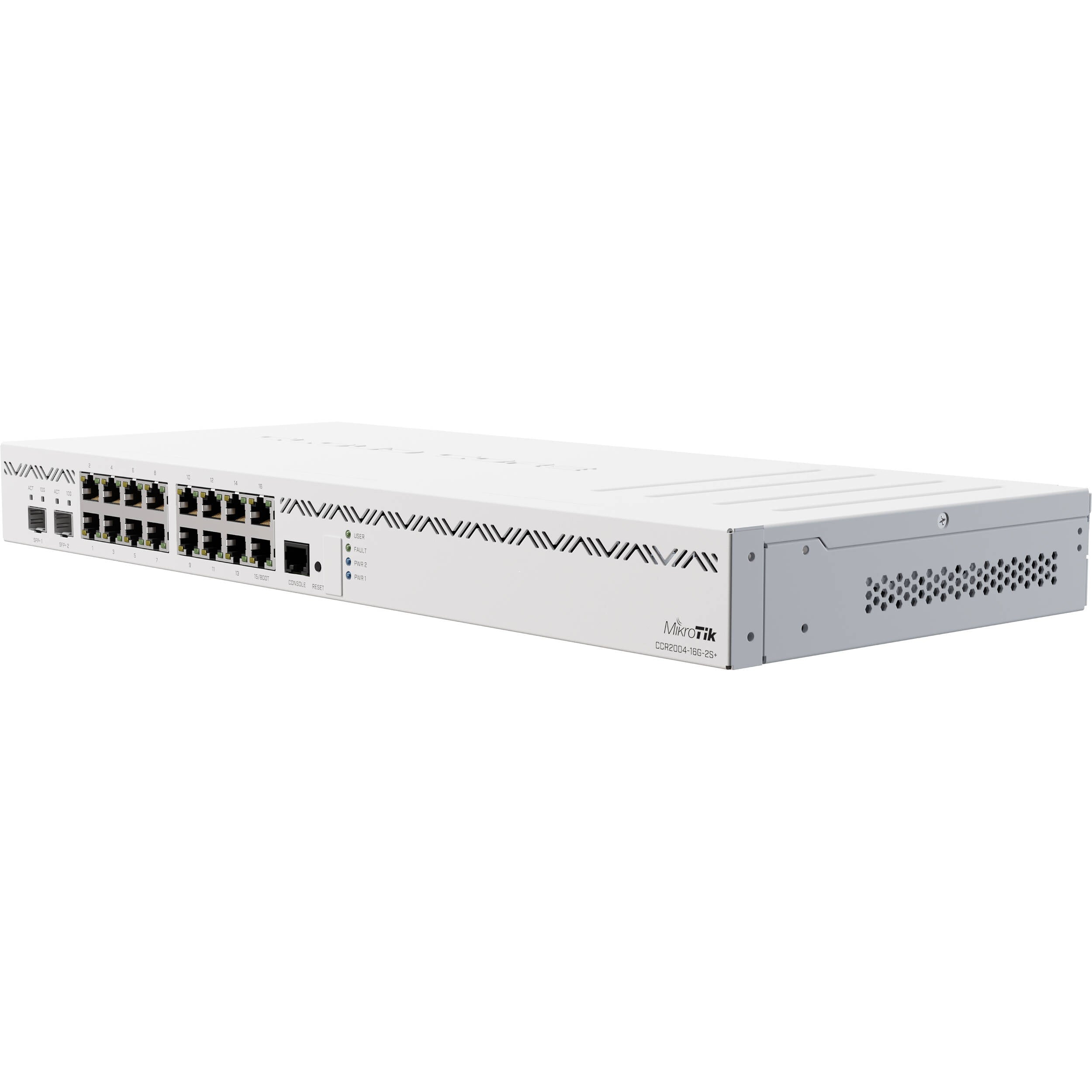 Router MikroTik CCR2004-16G-2S+ 18-Port Multi-Gig Router - vista frontal