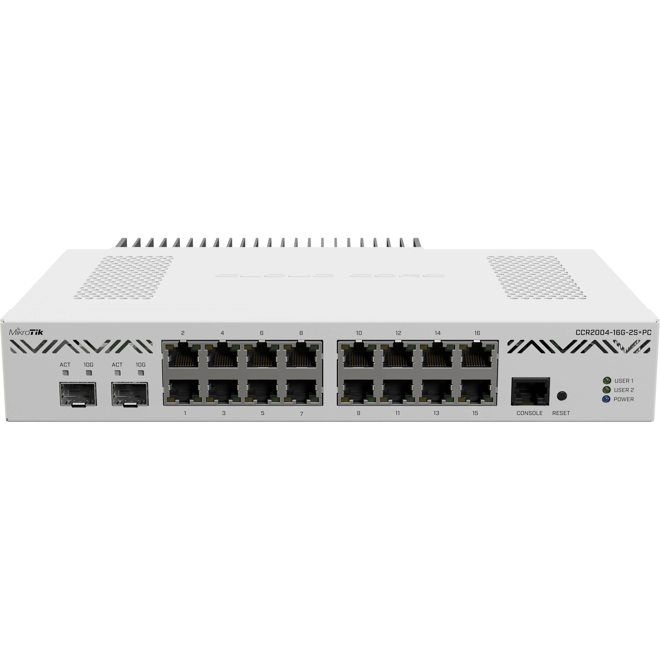 Router MikroTik CCR2004-16G-2S+PC 16-Port Wired Gigabit Managed Router - vista frontal