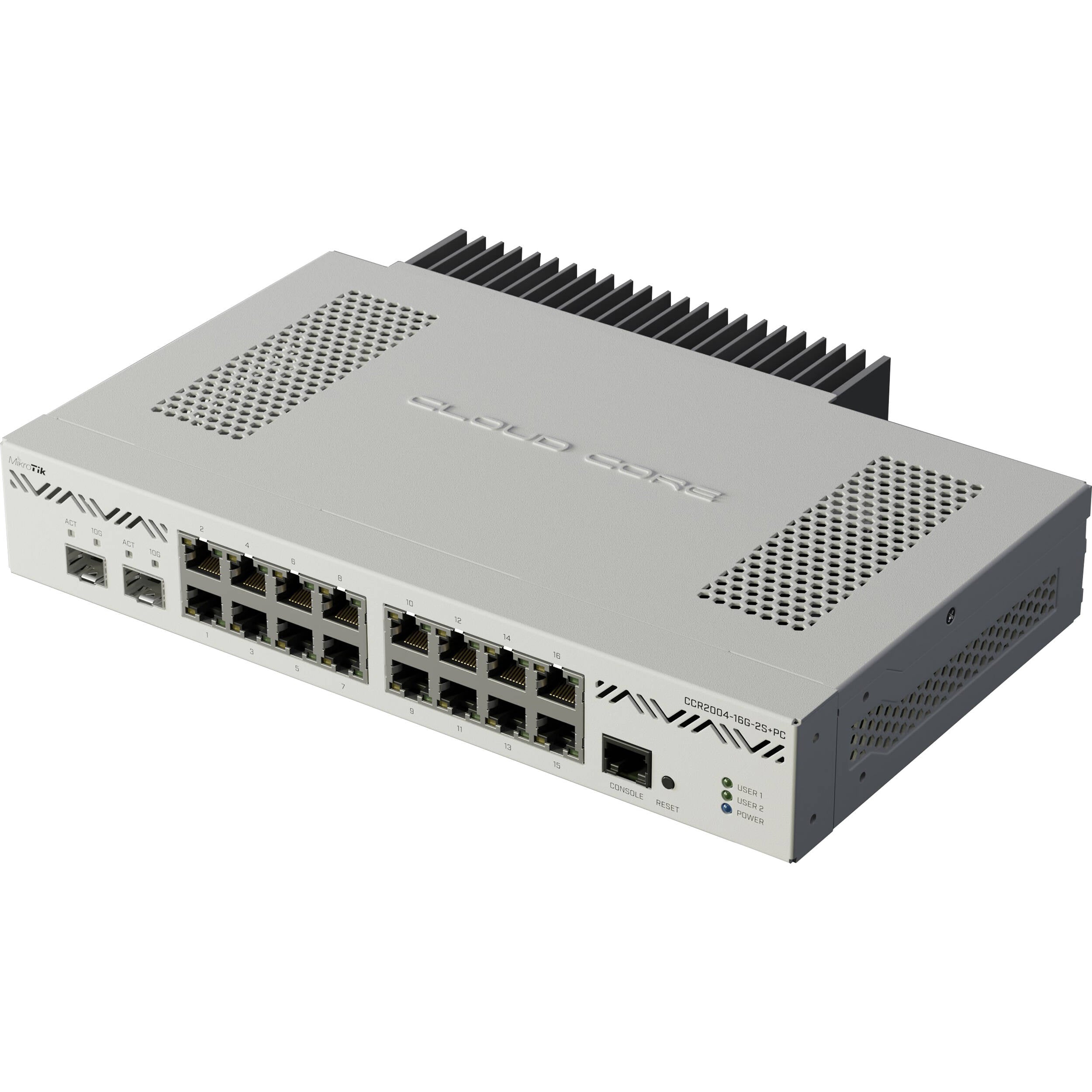 Router MikroTik CCR2004-16G-2S+PC 16-Port Wired Gigabit Managed Router - vista lateral