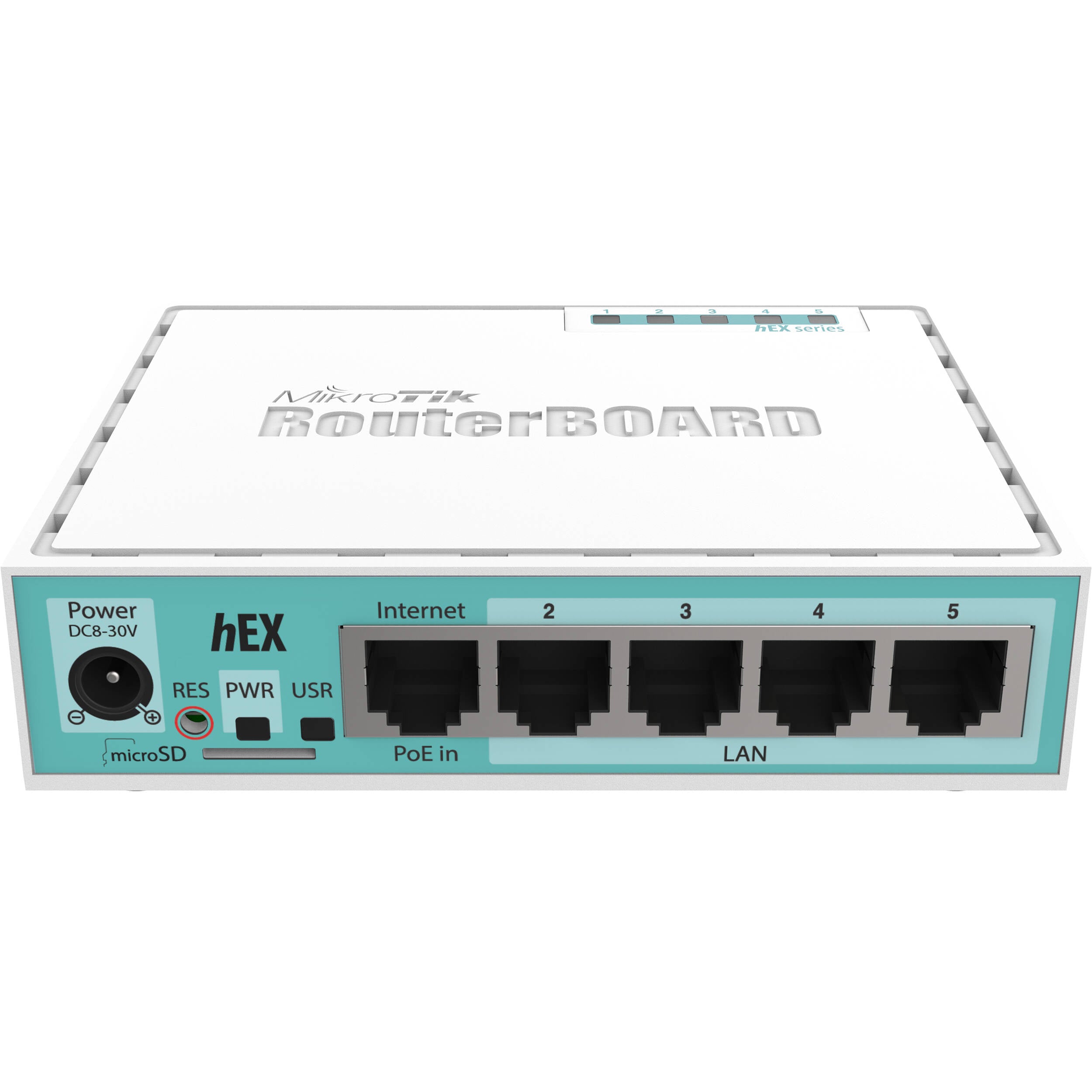 Router MikroTik hEX RB750Gr3 5-Port Gigabit Ethernet Router - vista frontal
