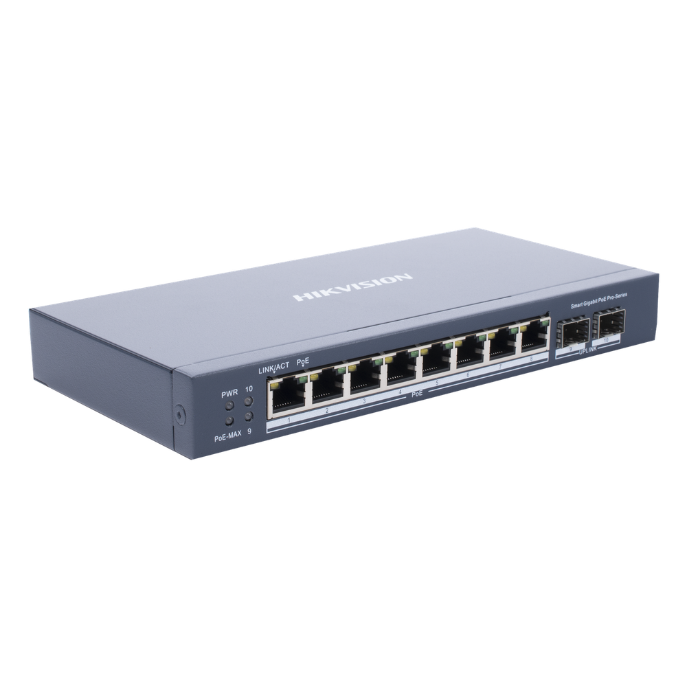 Switch PoE Hikvision - Switch Gigabit PoE+ - Administrable - 8 puertos 10 - 100 - DS-3E1510P-SI