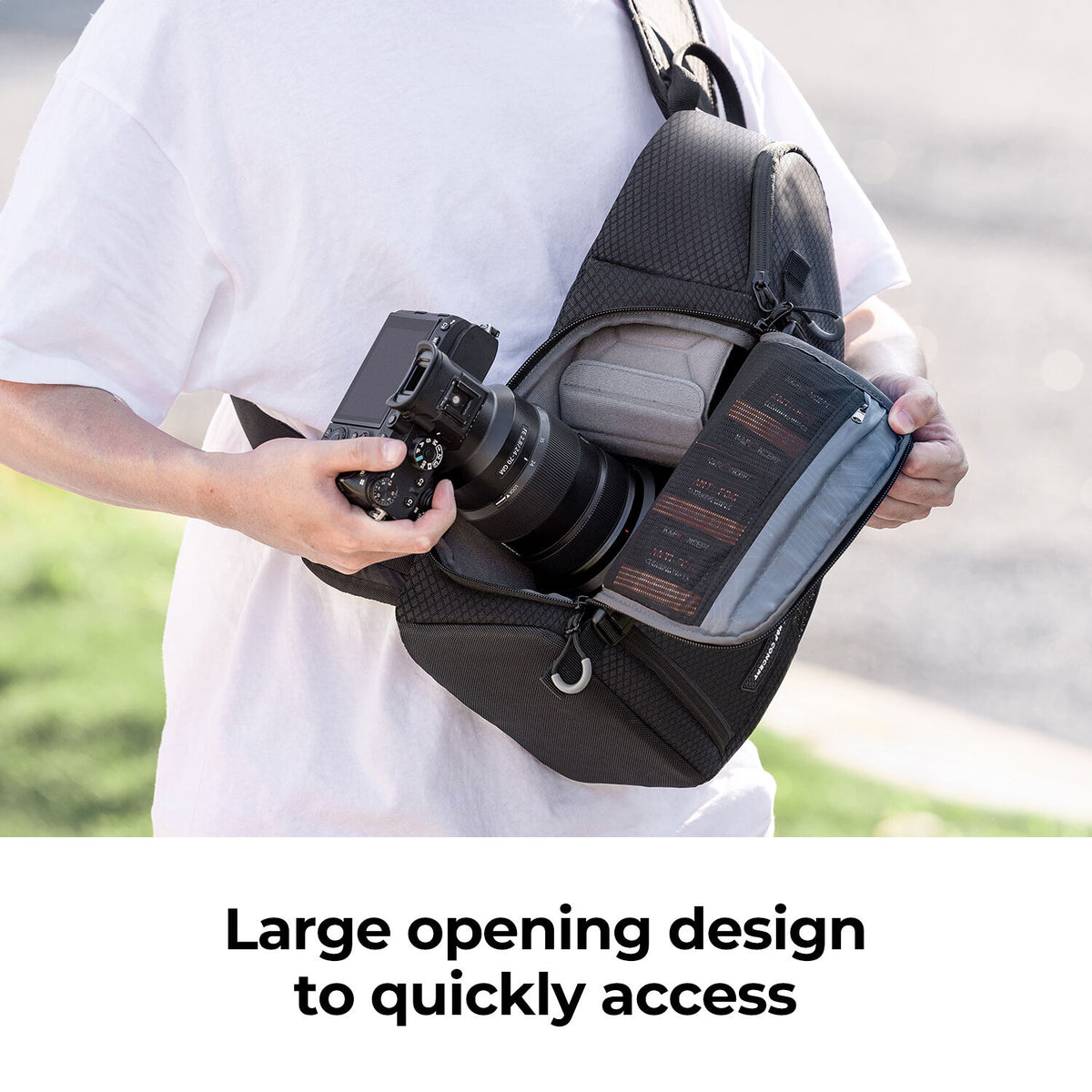 Sling K&F Concept (Negro, 10L) - puertos y conexiones