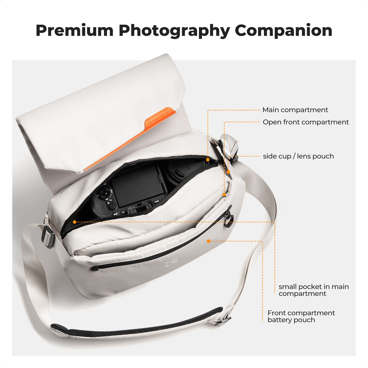 Sling K&F Concept Urban Wander 14 (Blanco, 10L) - contenido de la caja