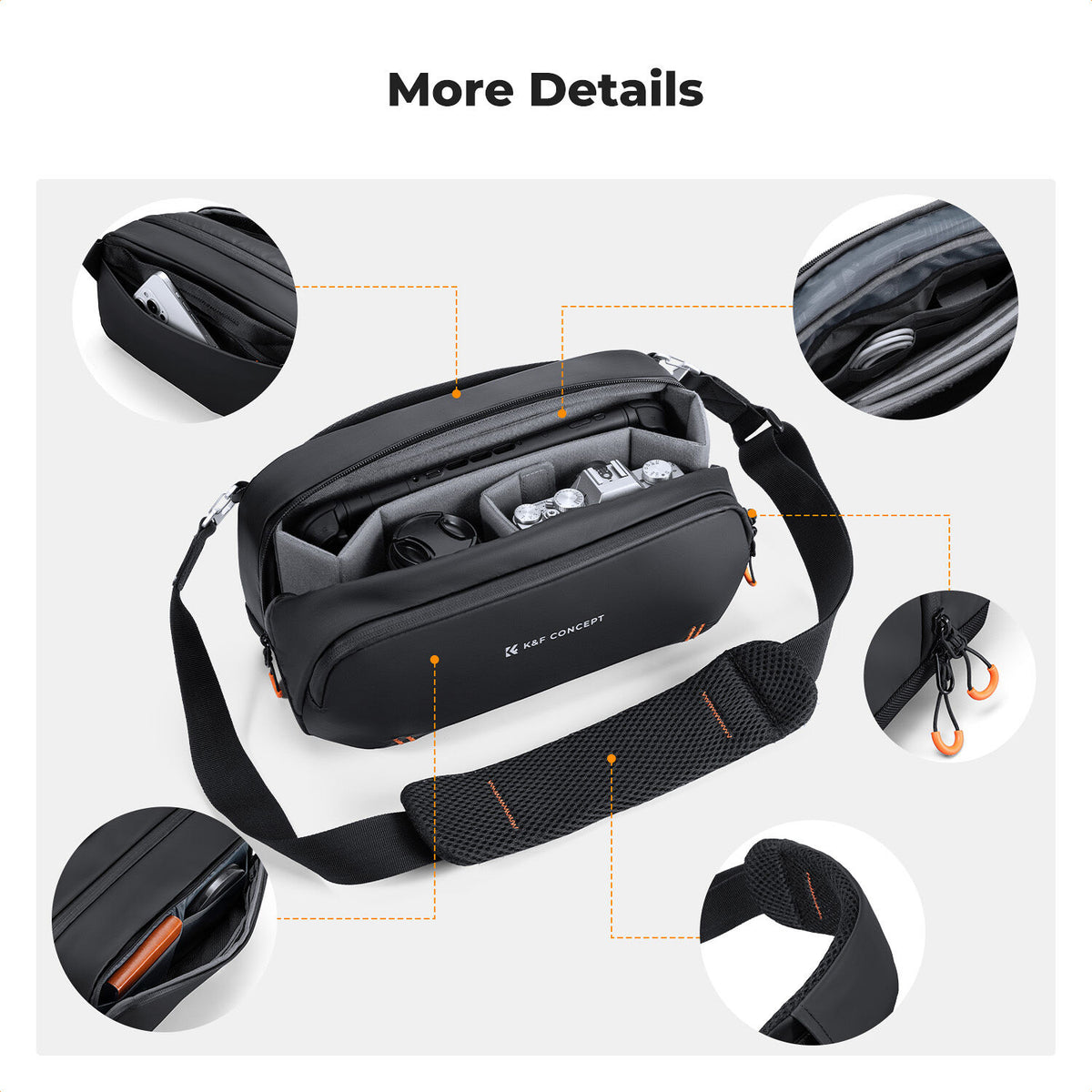 Sling K&F Concept Urban Wander 17 (Negro, 5L) - detalle
