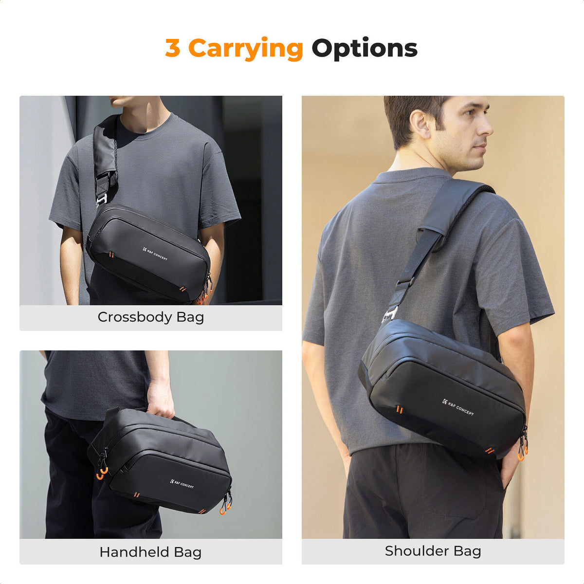 Sling K&F Concept Urban Wander 17 (Negro, 5L) - en uso