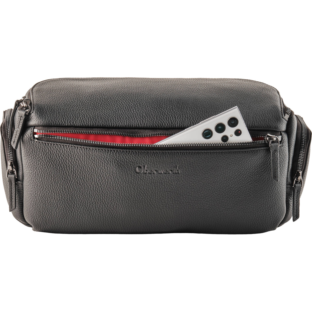 Sling Oberwerth Leather Photo SL (Negro con forro Rojo, Grande) - detalle