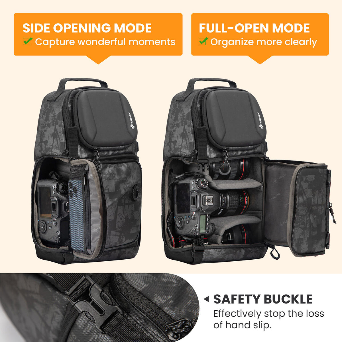 Sling TARION TR-S (Gris y Negro) - vista lateral
