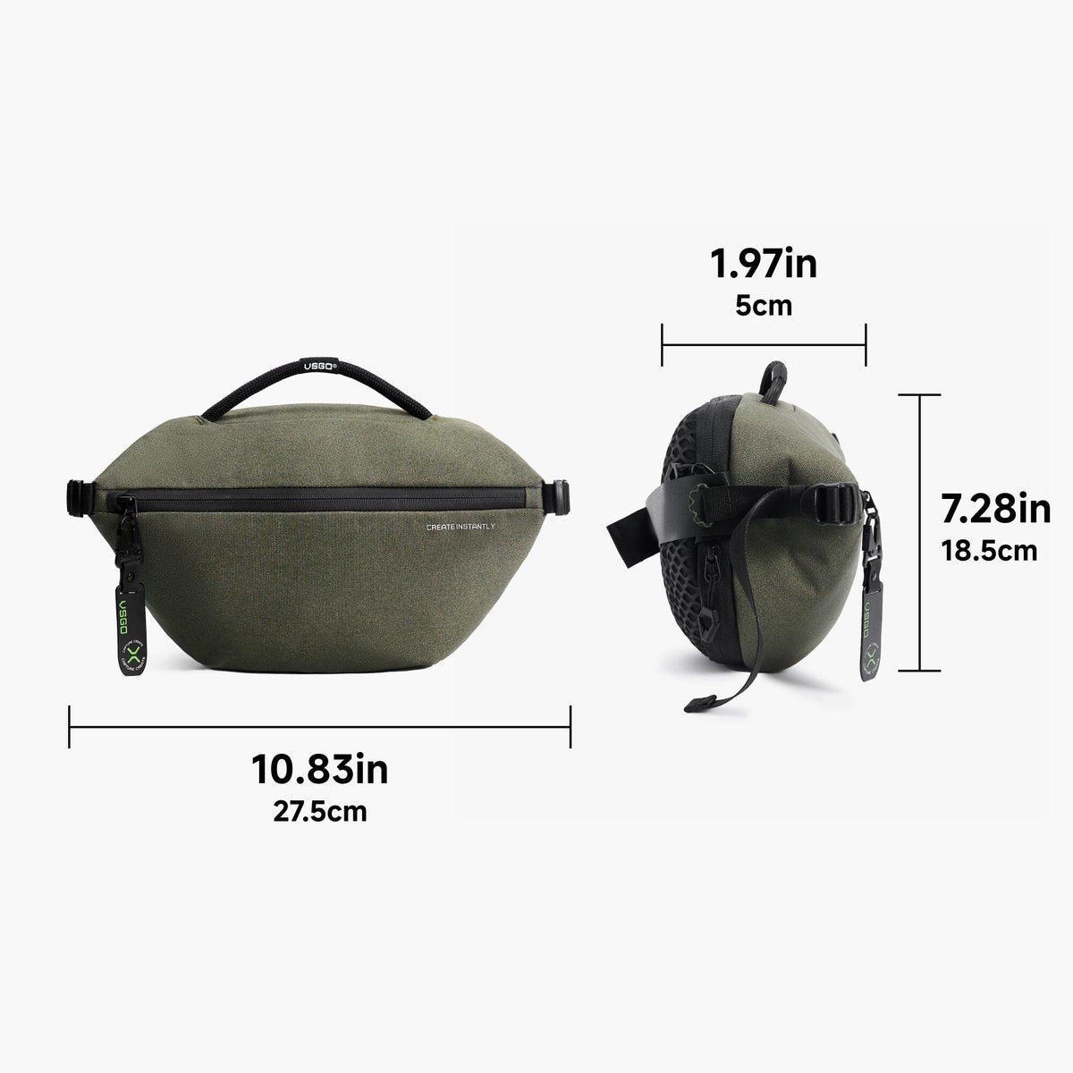Sling VSGO Negro Snipe Casual Shuttle (Moss Verde, 4L) - puertos y conexiones