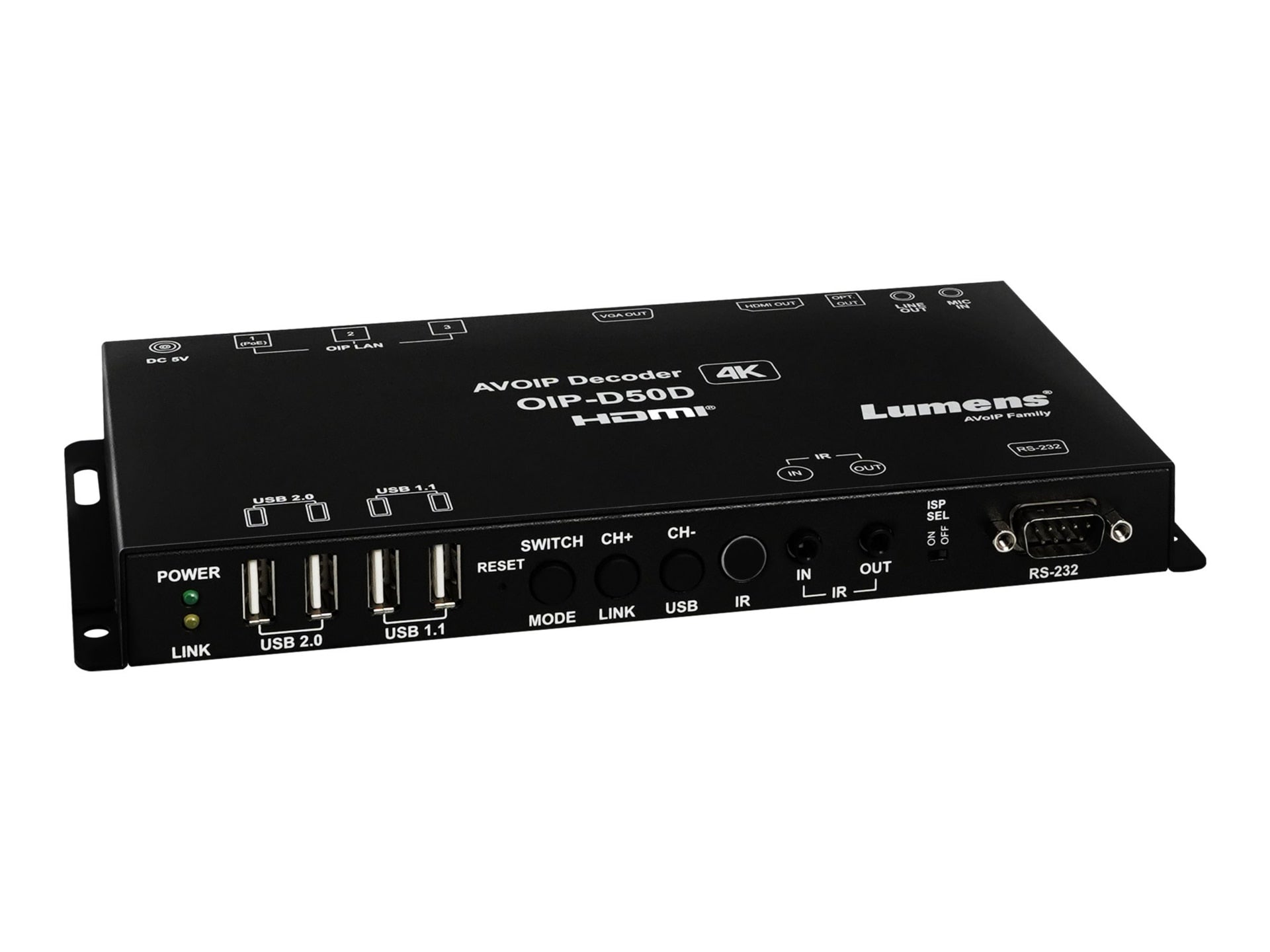 Sonido Profesional Lumens OIP-D50D audio/video over IP decoder - vista 3