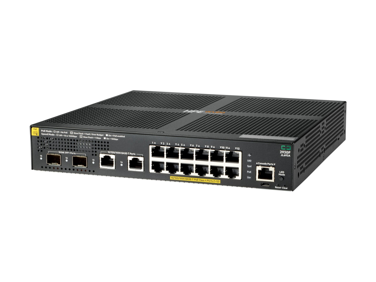 Switch de Red Aruba HPE Networking 2930F 12G PoE+ 2G/2SFP+ - vista 1