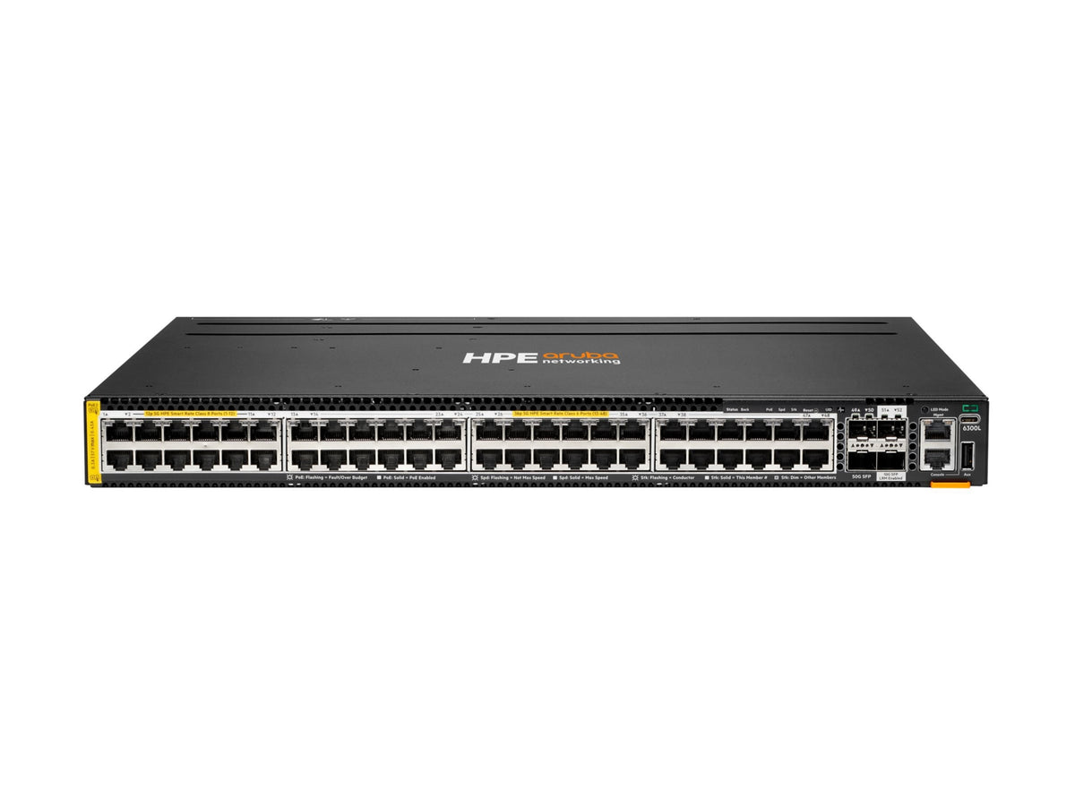 Switch de Red Aruba HPE Networking Networking CX 6300L 48p Smart Rate 1G/2.5G/5G Class8/6 PoE 2p 50G and 2p 10 - vista 2