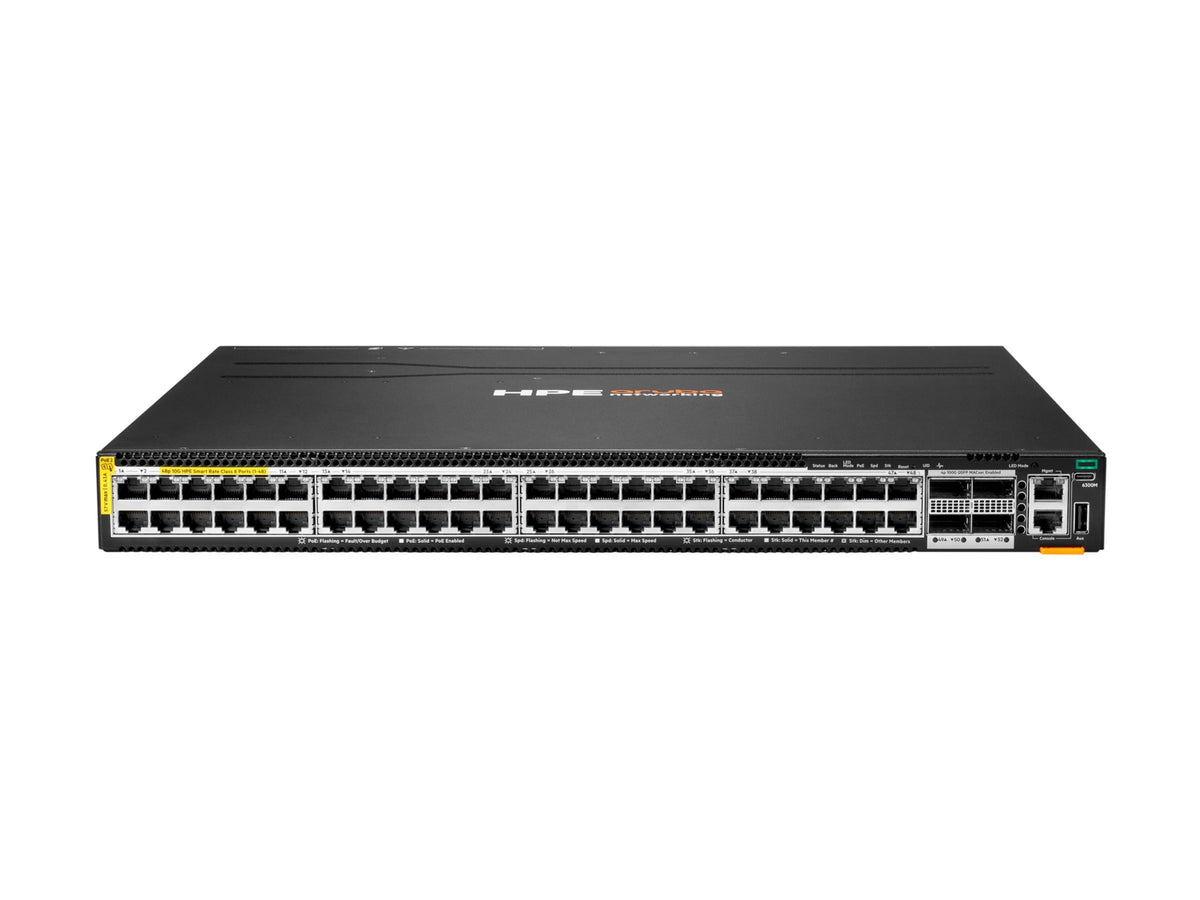 Switch de Red Aruba HPE Networking Networking CX 6300M 48p SR10 1G/2.5G/5G/10G PTP/AVB Class8 PoE 4p 100G MACs - vista 2