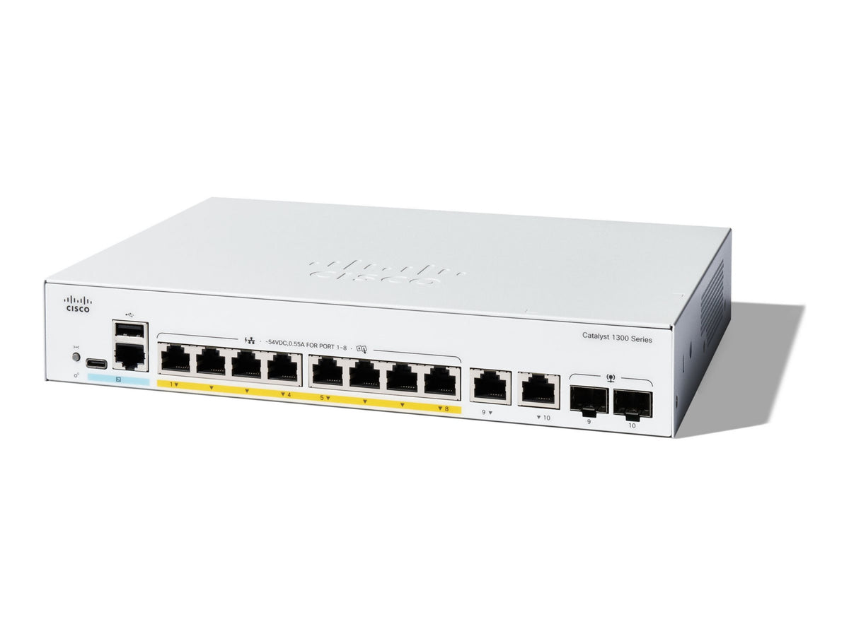 Switch de Red Cisco Catalyst 1300 Series 8 Port PoE+ Switch - vista 1