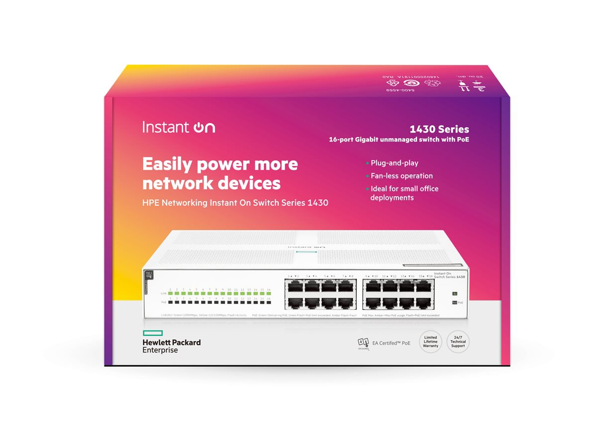 Switch de Red HPE Networking Instant On 1430 16G Class4 PoE 124W Switch - vista 7