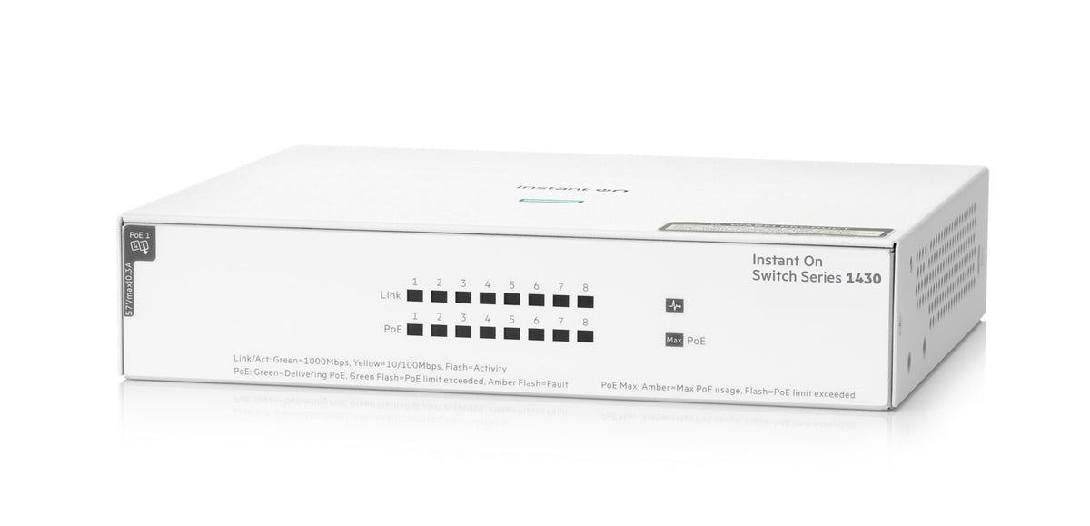Switch de Red HPE Networking Instant On 1430 8G Class4 PoE 64W Switch - vista 3