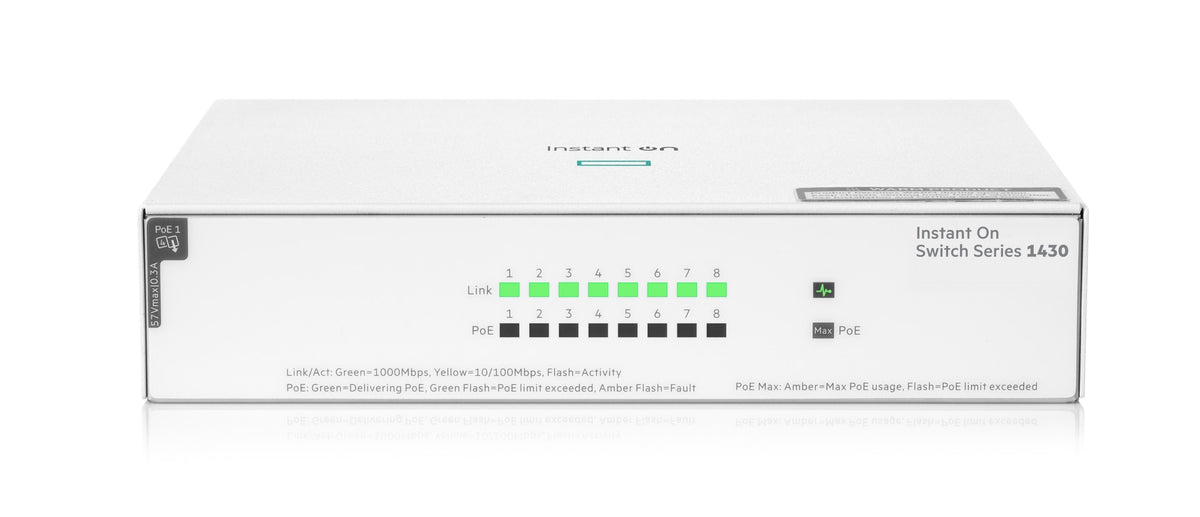 Switch de Red HPE Networking Instant On 1430 8G Class4 PoE 64W Switch - vista 4
