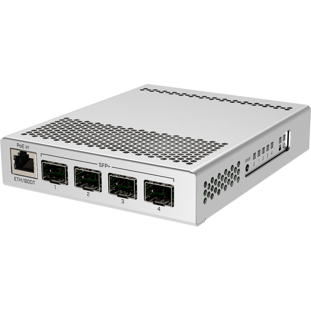 Switch de Red MikroTik CRS305-1G-4S+IN 4-Port 10G SFP+ Managed Router Switch - vista trasera