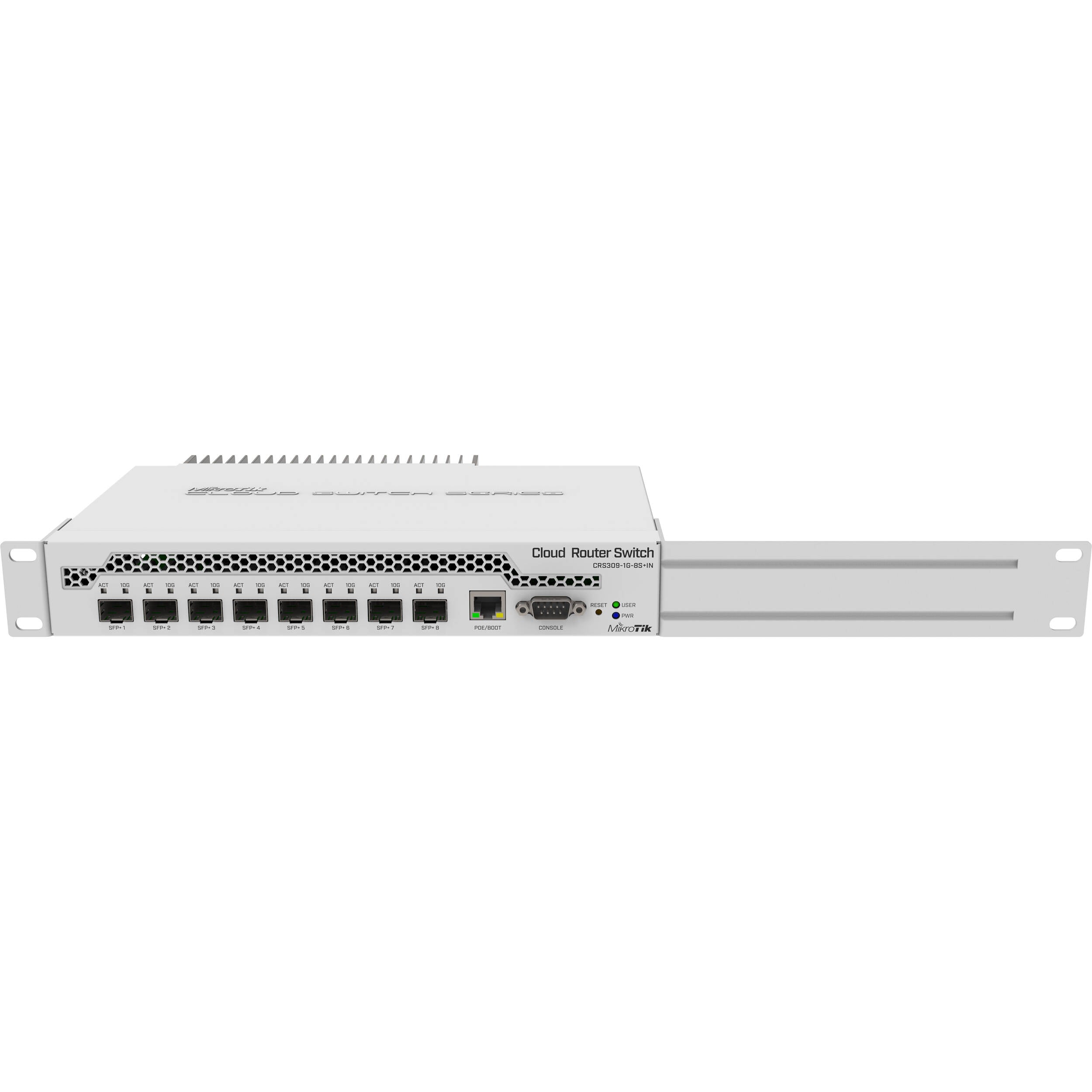 Switch de Red MikroTik CRS309-1G-8S+IN 8-Port 10G SFP+ Managed Network Switch - vista trasera