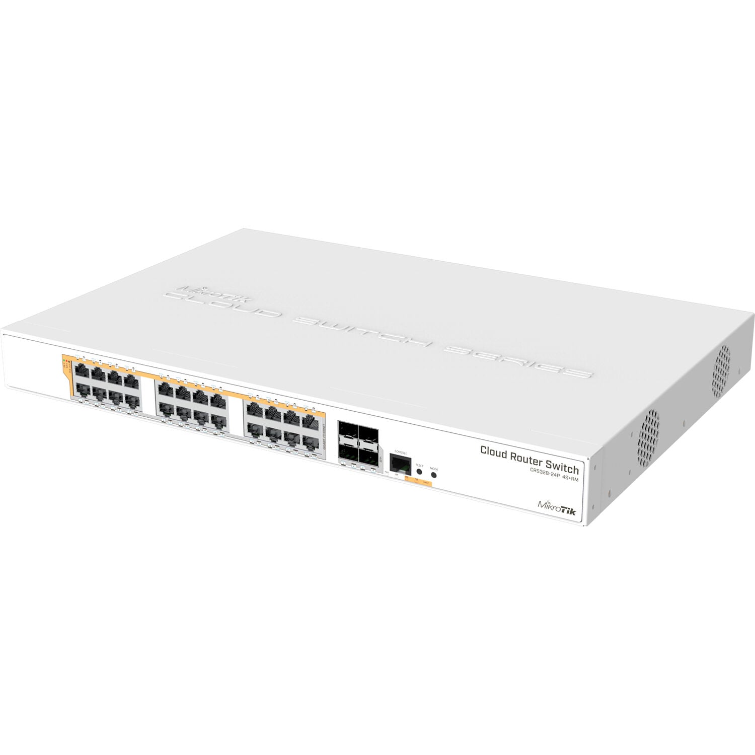 Switch de Red MikroTik CRS328-24P-4S+RM 24-Port Gigabit PoE+ Compliant Router Switch - vista frontal