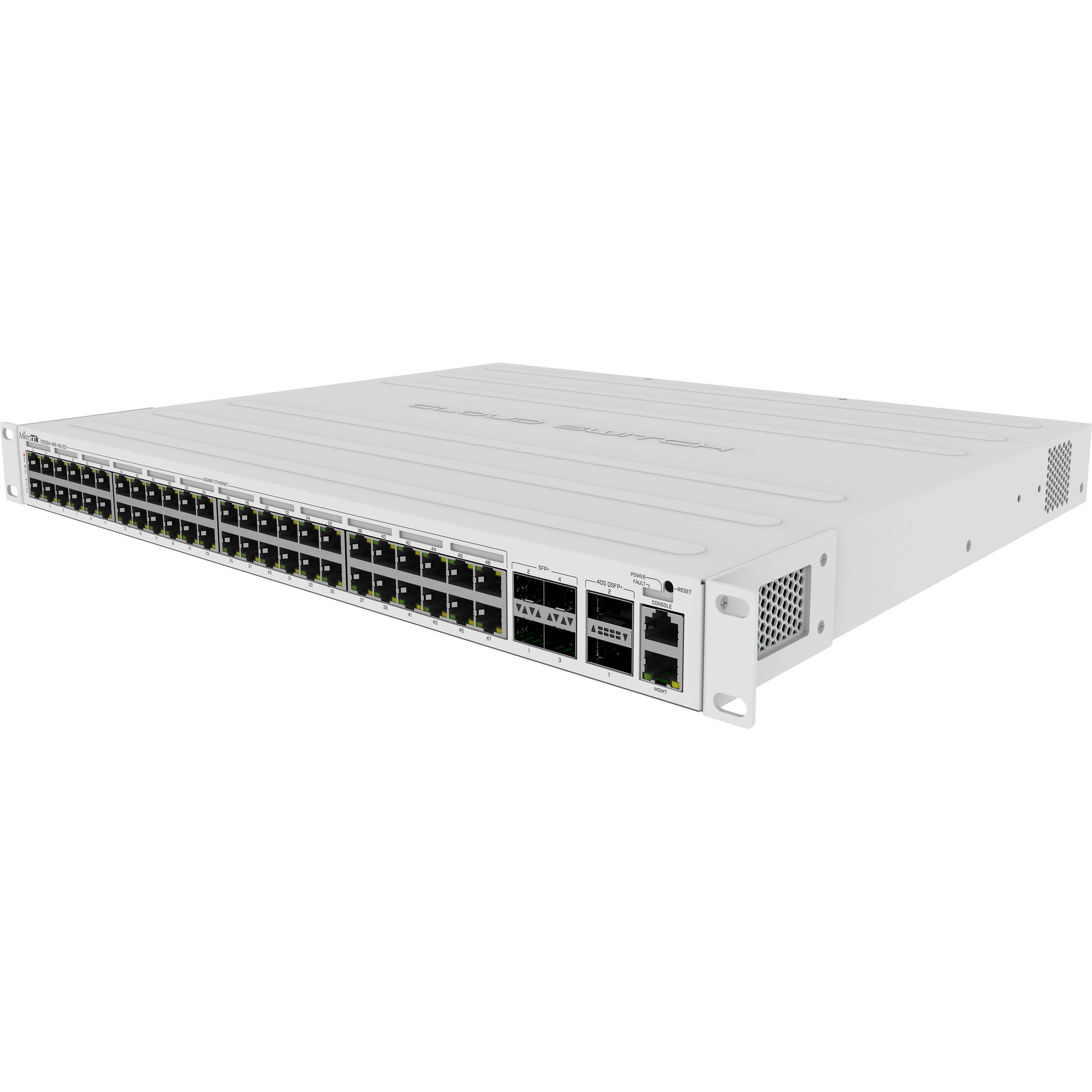 Switch de Red MikroTik CRS354-48P-4S+2Q+RM 48-Port Gigabit PoE+ Compliant Managed Network Switch - vista frontal