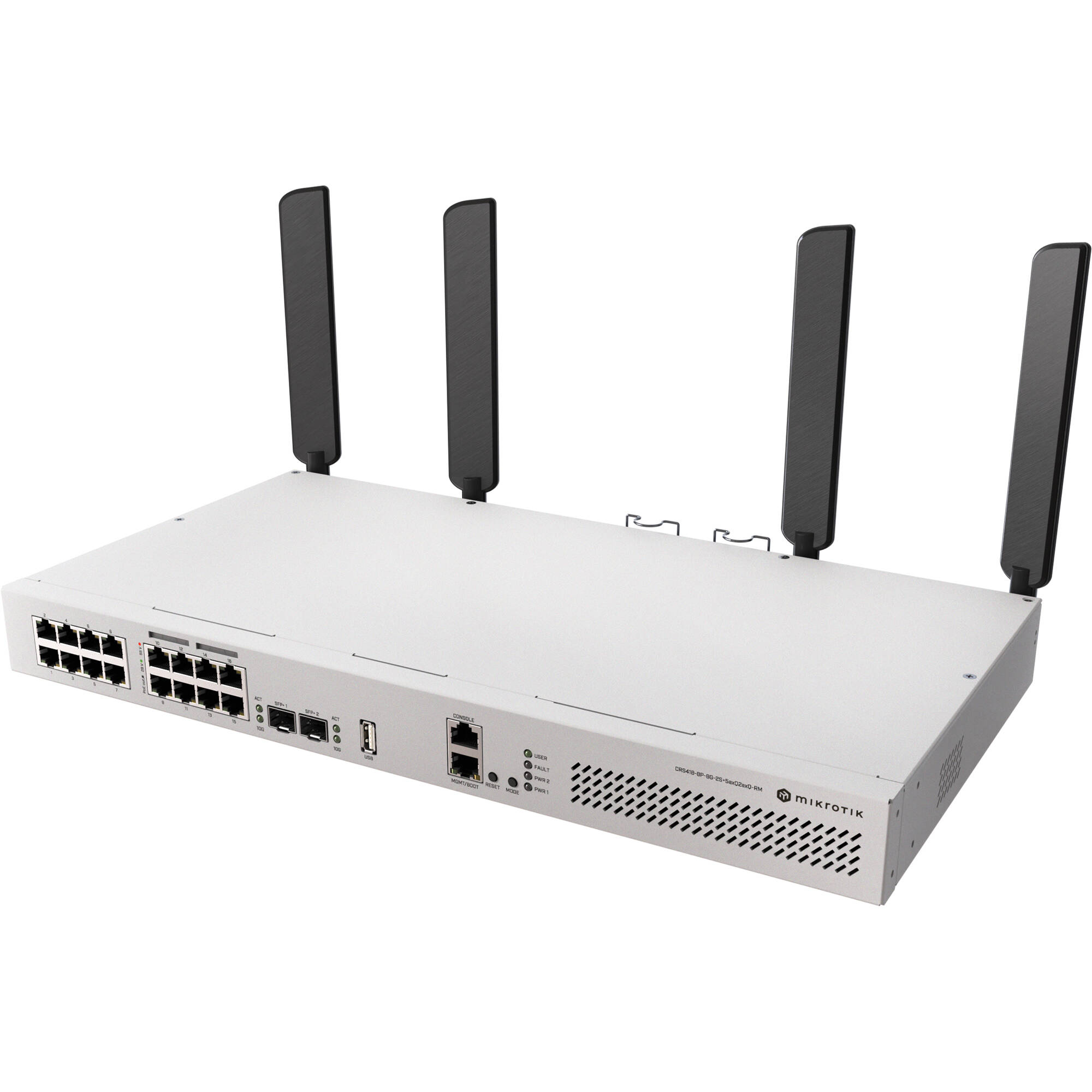 Switch de Red MikroTik CRS418-8P-8G-2S+RM 16-Port PoE+ Compliant Router Switch - vista trasera