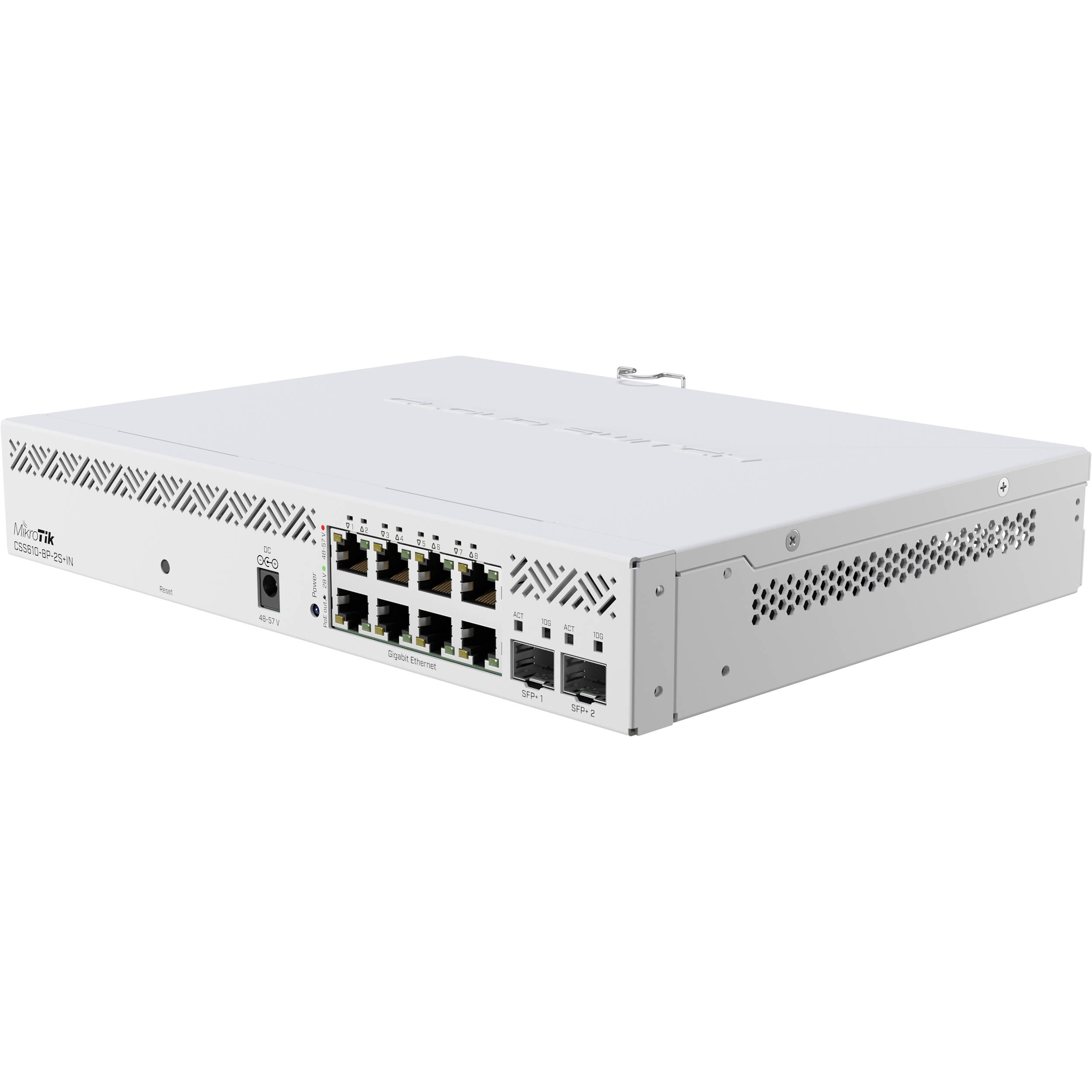 Switch de Red MikroTik CSS610-8P-2S+IN 8-Port Gigabit PoE+ Compliant Managed Network Switch - vista trasera