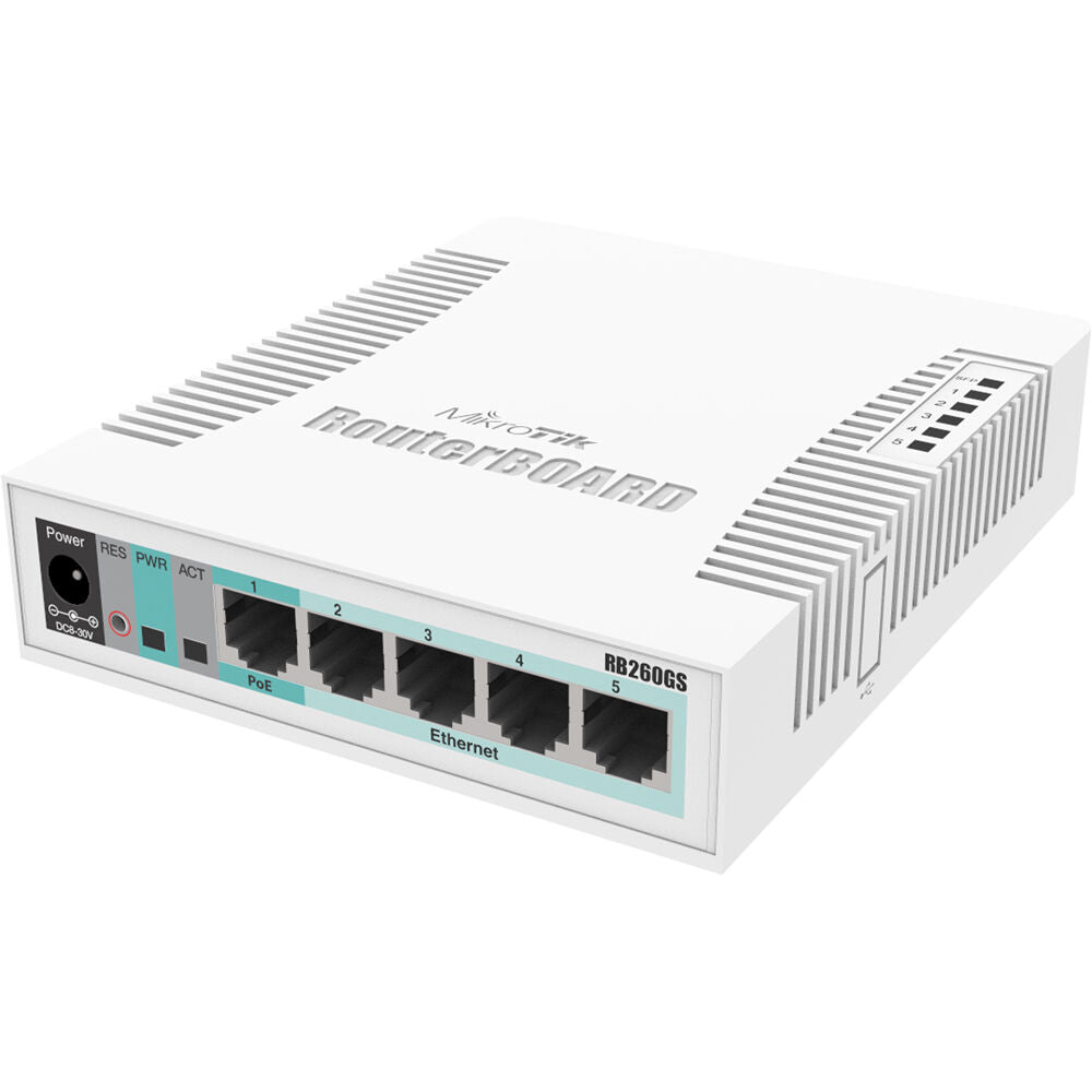 Switch de Red MikroTik RB260GS 5-Port Gigabit Managed Network Switch - vista frontal