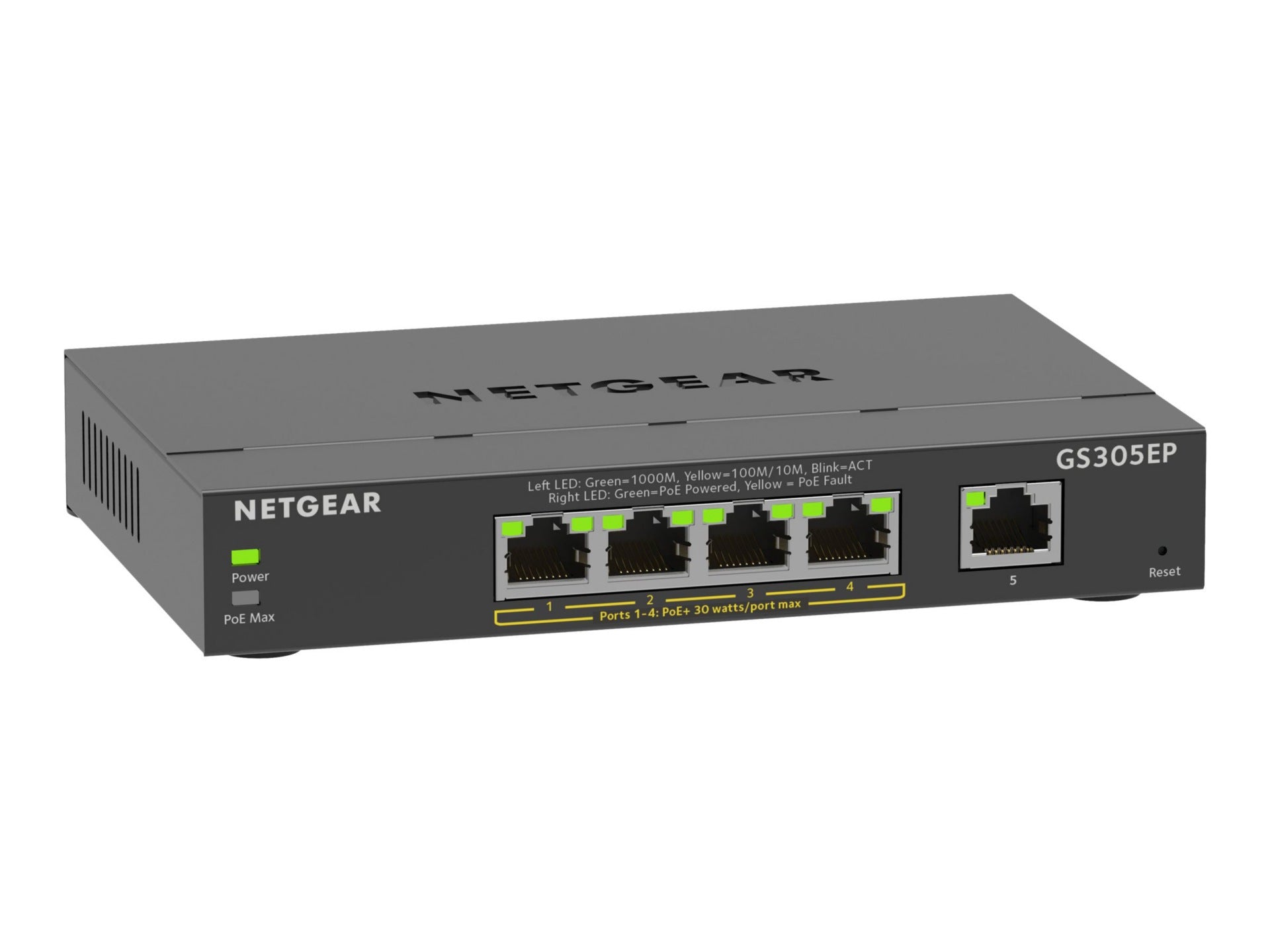 Switch de Red Netgear 5-Port Gigabit Ethernet SOHO Smart Managed Plus PoE Switch - vista 3