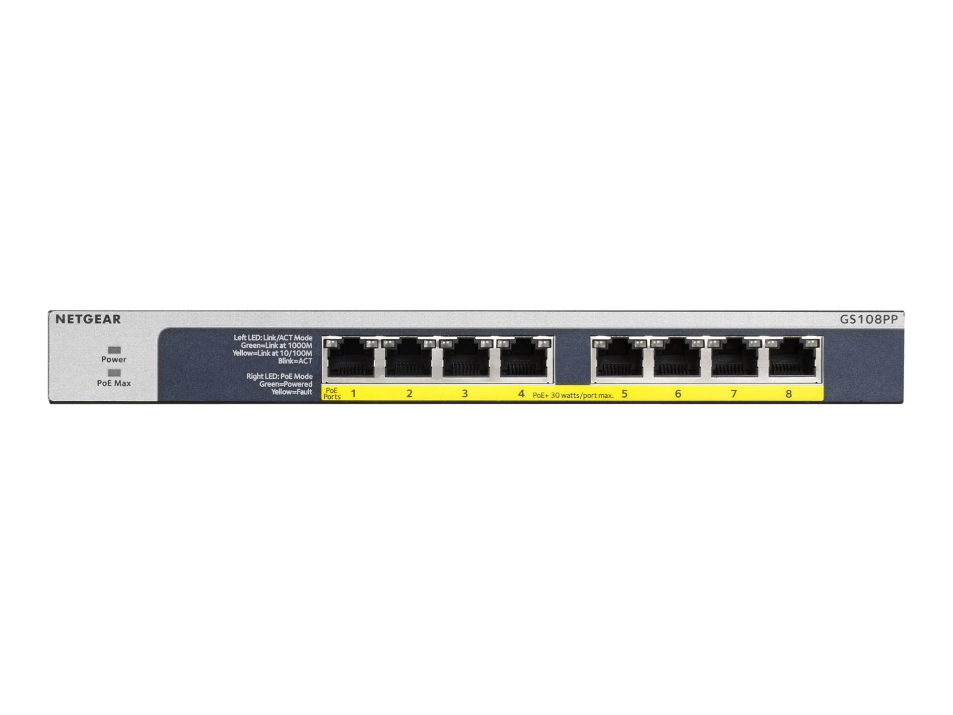 Switch de Red Netgear 8-port Gigabit Ethernet PoE+ Unmanaged Switch (GS108PP) - vista 1