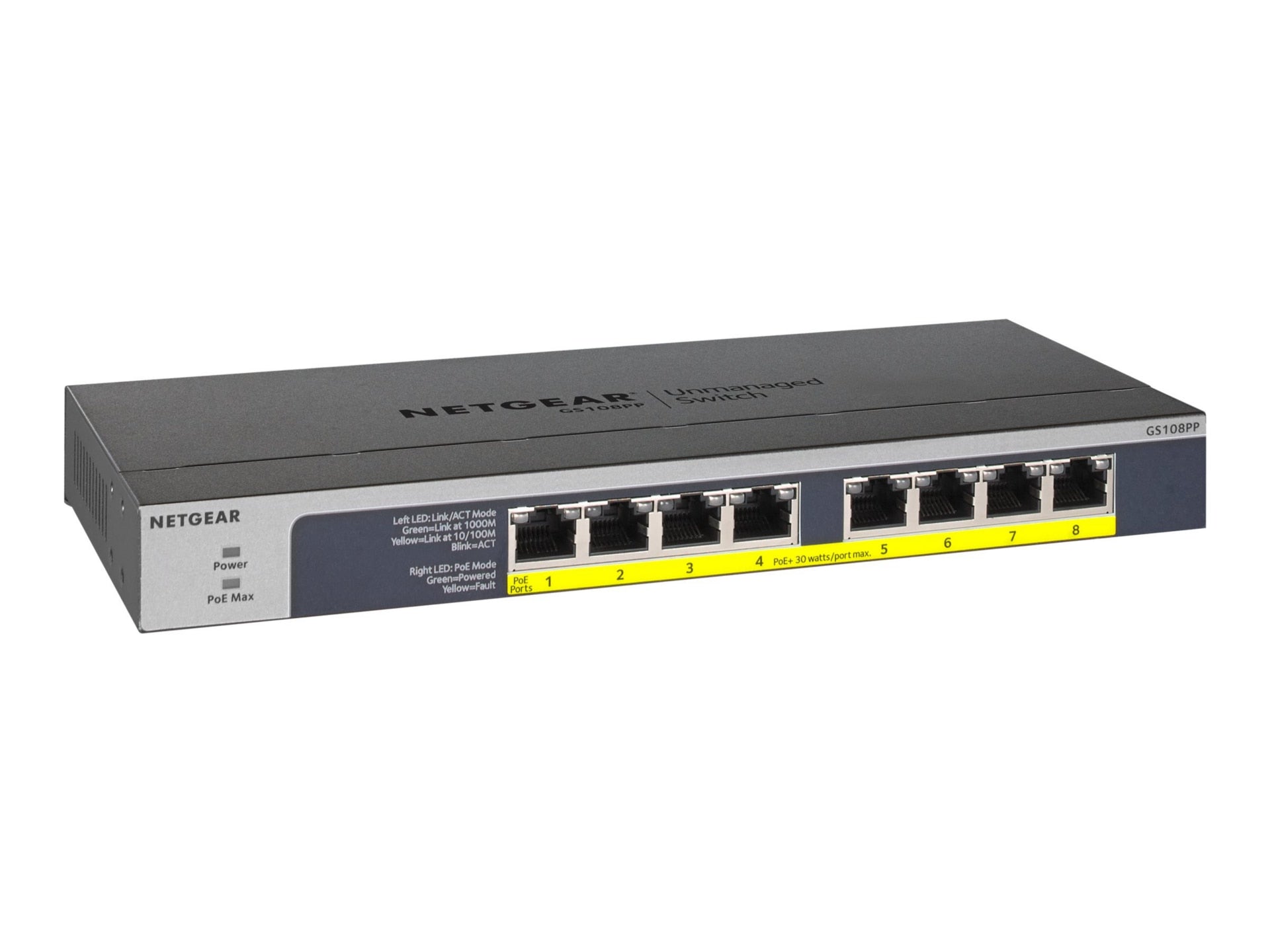 Switch de Red Netgear 8-port Gigabit Ethernet PoE+ Unmanaged Switch (GS108PP) - vista 2