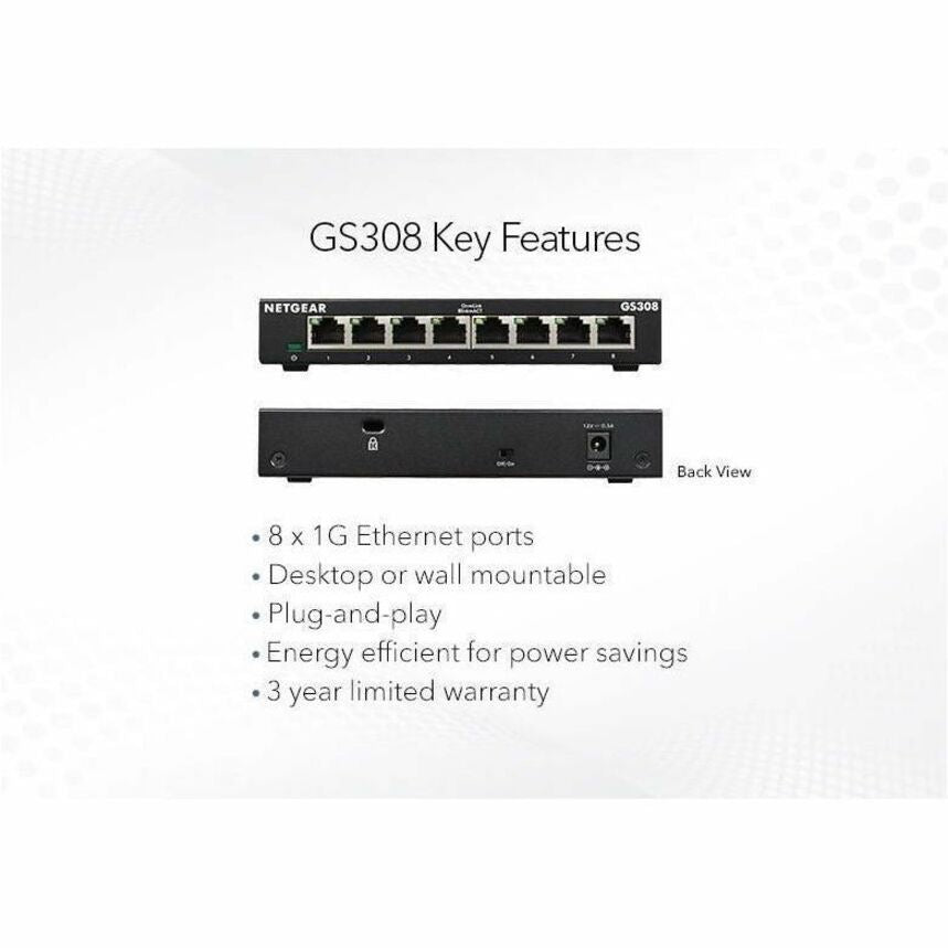 Switch de Red Netgear Business GS308 Ethernet Switch - vista 7