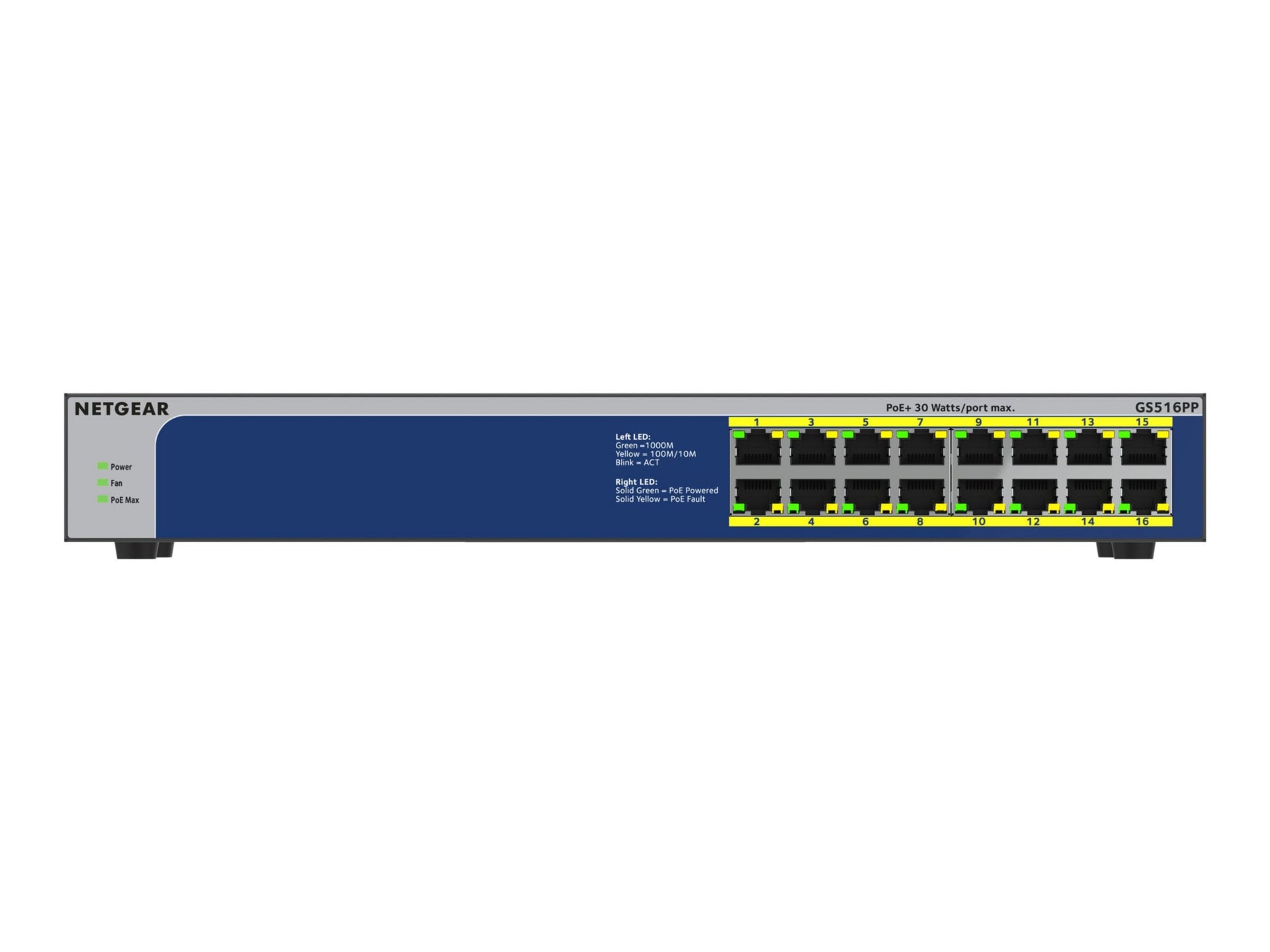 Switch de Red Netgear GS516PP Ethernet Switch - vista 2