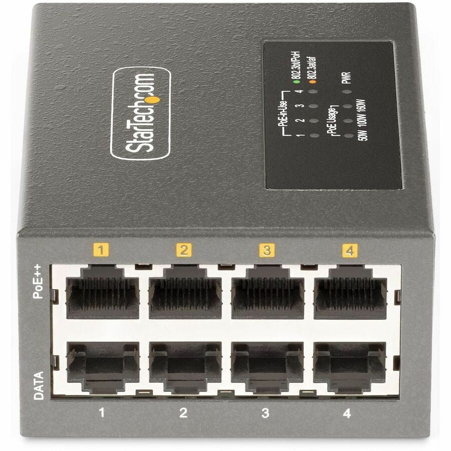 Switch de Red StarTech.com StarTech 4-Port Multi-Gigabit PoE++ Injector - vista 4