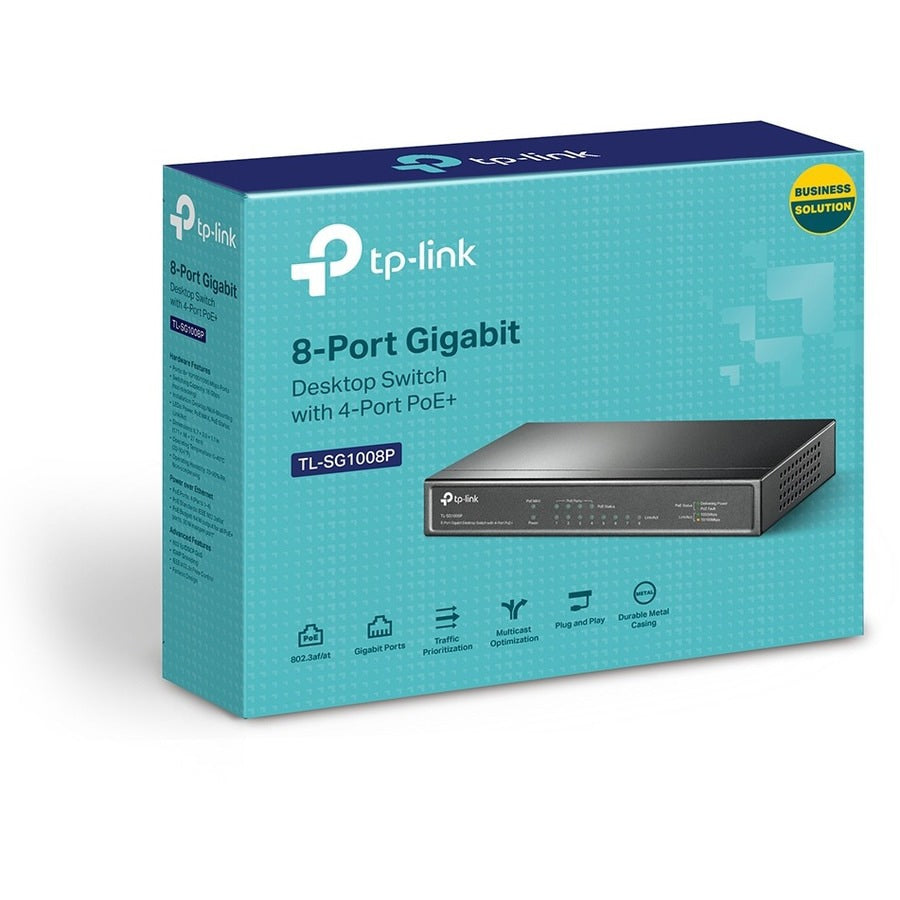 Switch de Red TP-Link 8 Port Gigabit Switch (TL-SG1008P) w/4 PoE+ Ports 64W Plug & Play - vista 6