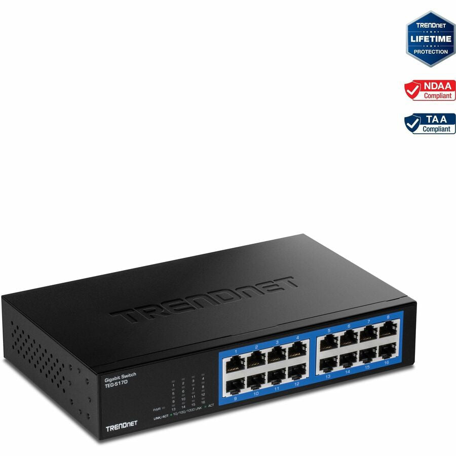 Switch de Red TRENDnet 16-Port Gigabit Desktop Switch - vista 1
