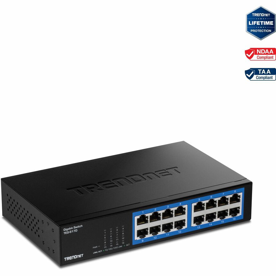 Switch de Red TRENDnet 16-Port Gigabit Desktop Switch - vista 2