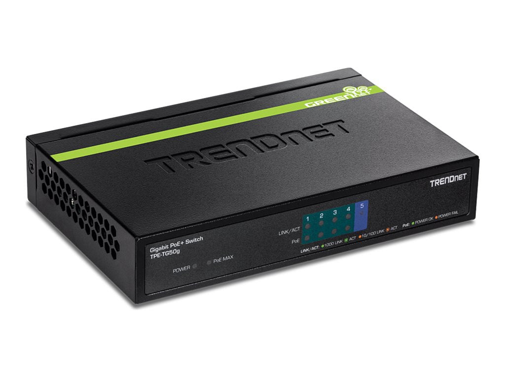Switch de Red TRENDnet 5-Port Gigabit PoE+ Switch - vista 2